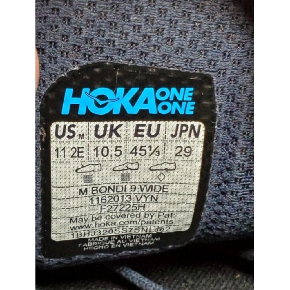 Hoka One One Bondi 9 Shoes Mens 11 2E WIDE Blue Comfort Walking Running Sneaker - Picture 16 of 16
